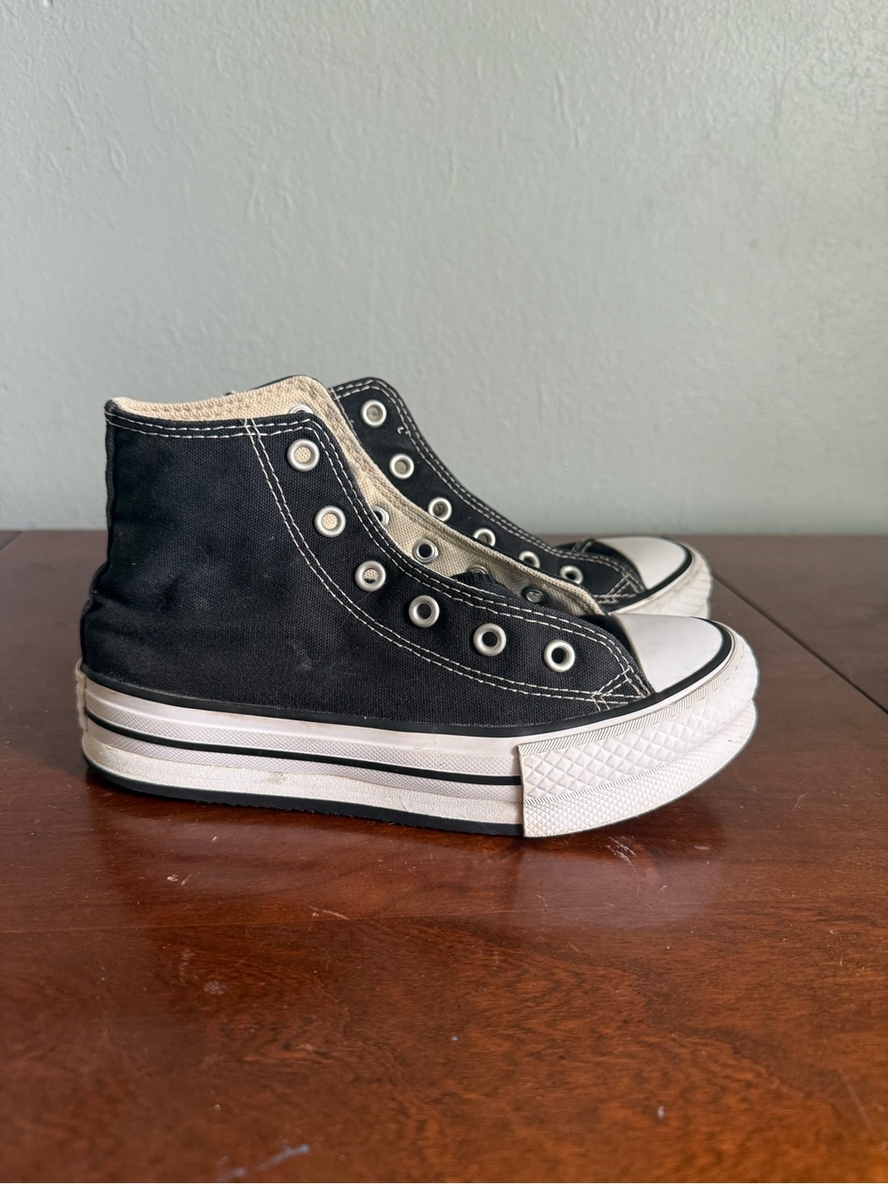 Kids Black High-Top Platform Canvas Sneakers